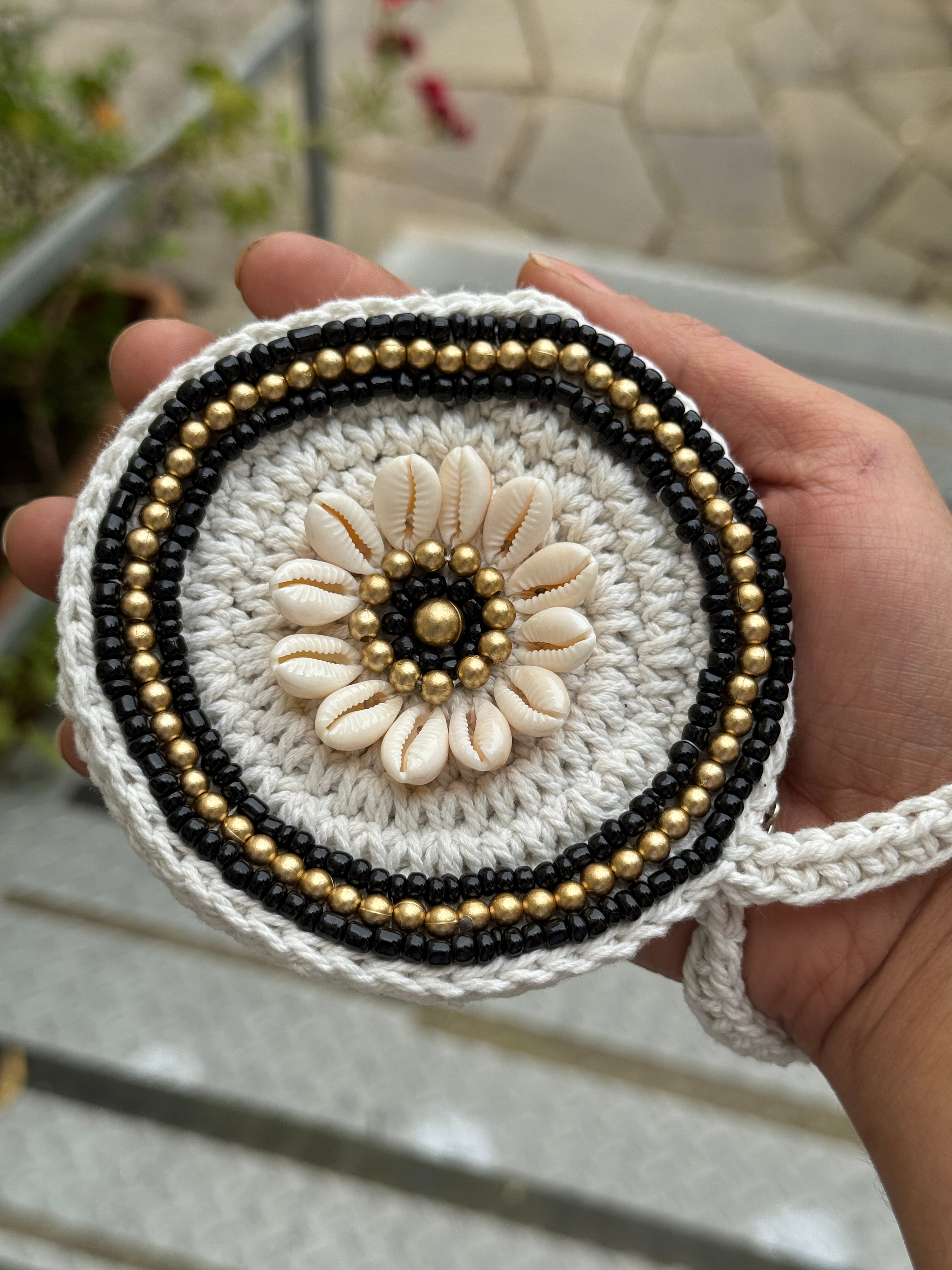 Portamonete tondo macramé