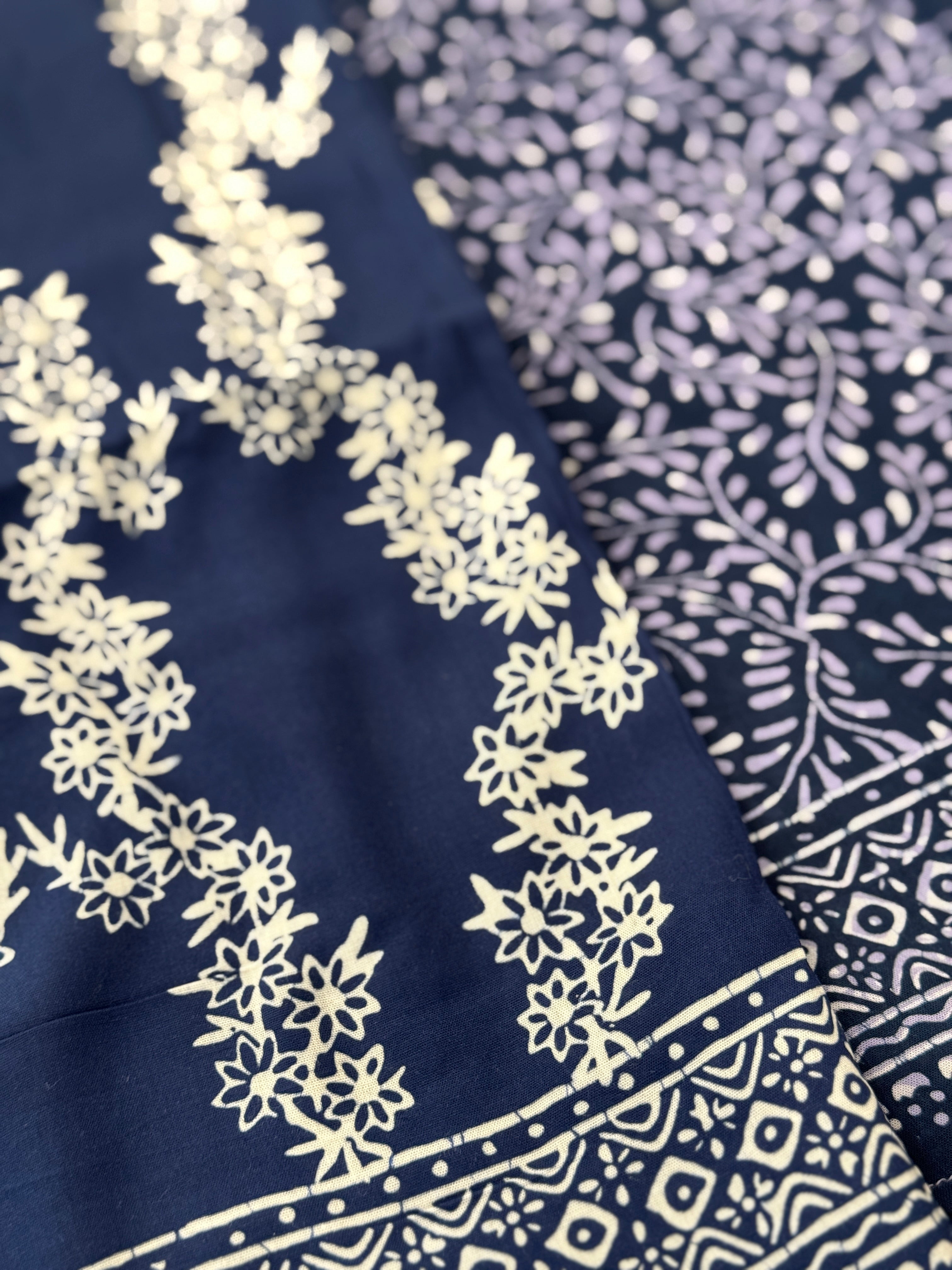 PAREO CHIFFON BLU NAVY GHIRLANDA BIANCA