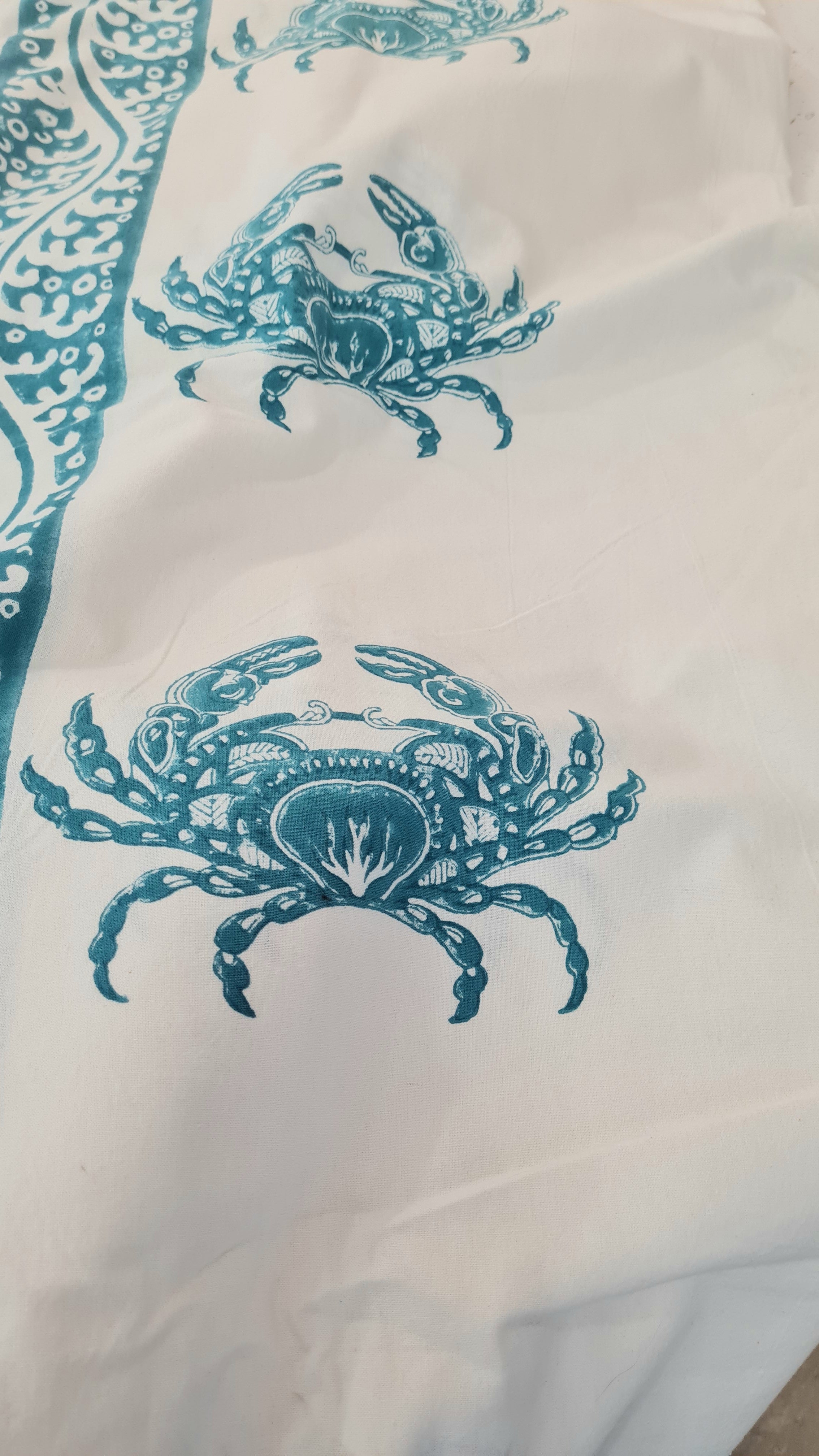 Telo matrimoniale ecru granchi tiffany green