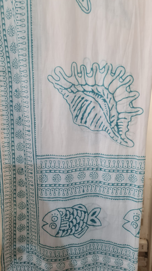 Tenda Voile Cotone Conchiglie Tiffany Green | Tenda Marina 150x300 cm