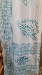 Tenda Voile Cotone Conchiglie Tiffany Green | Tenda Marina 150x300 cm
