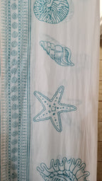 Tenda Voile Cotone Conchiglie Tiffany Green | Tenda Marina 150x300 cm