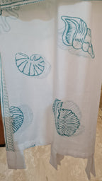 Tenda Voile Cotone Conchiglie Tiffany Green | Tenda Marina 150x300 cm