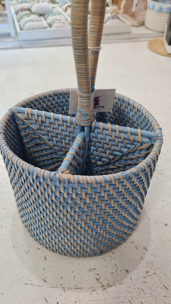 Portaposate Tondo in Rattan – Artigianale Lombok | Ø19x30H cm