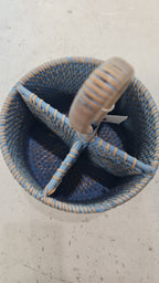 Portaposate Tondo in Rattan – Artigianale Lombok | Ø19x30H cm