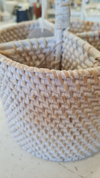 Portaposate Tondo in Rattan – Artigianale Lombok | Ø19x30H cm