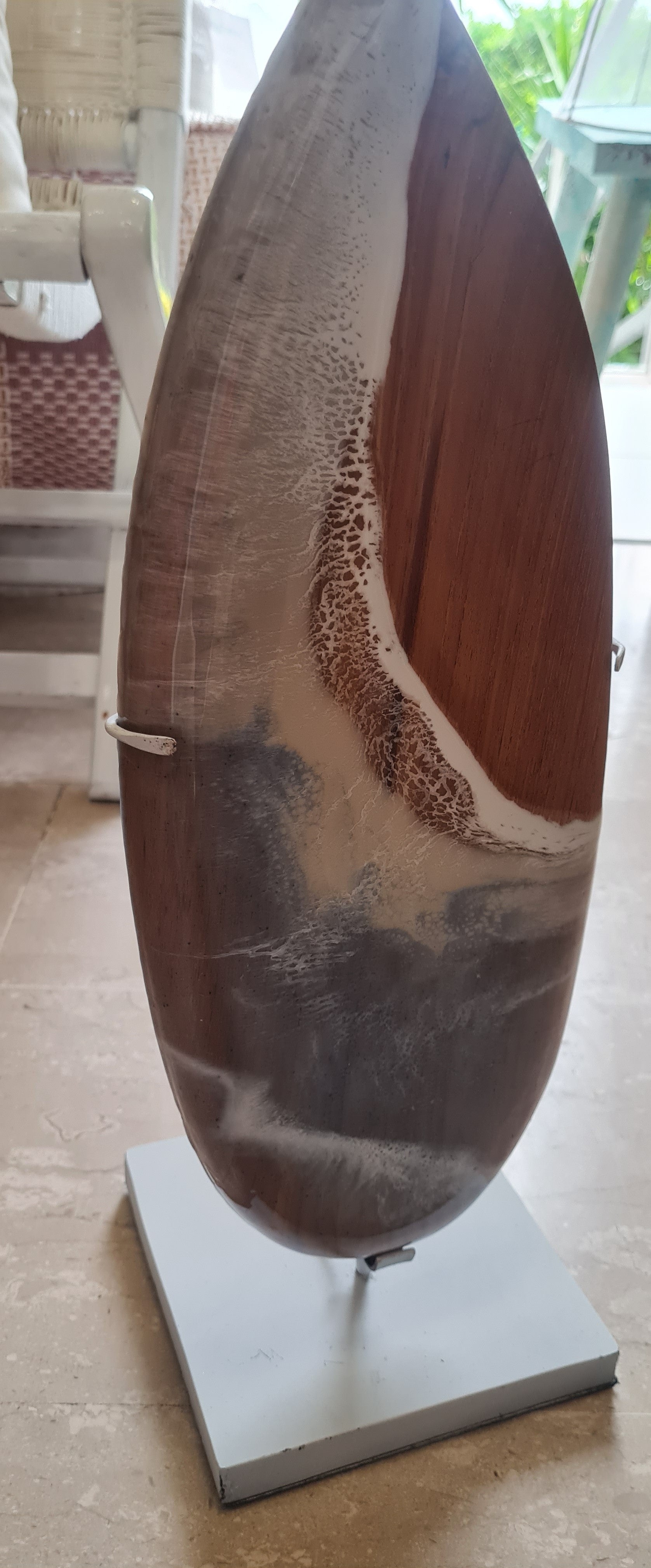 Surf piccolo in teak con base