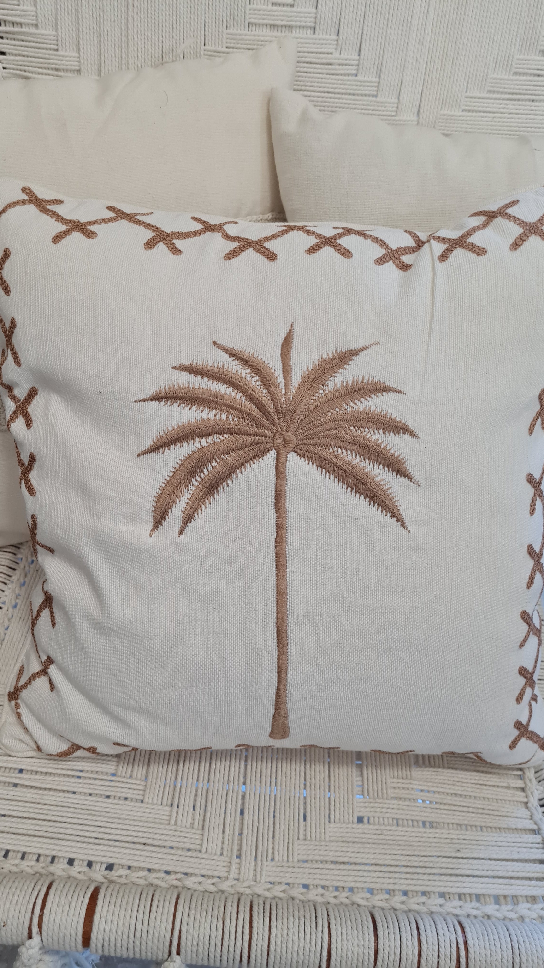 cuscino quadrato ecru 40x40 palma centrale beige