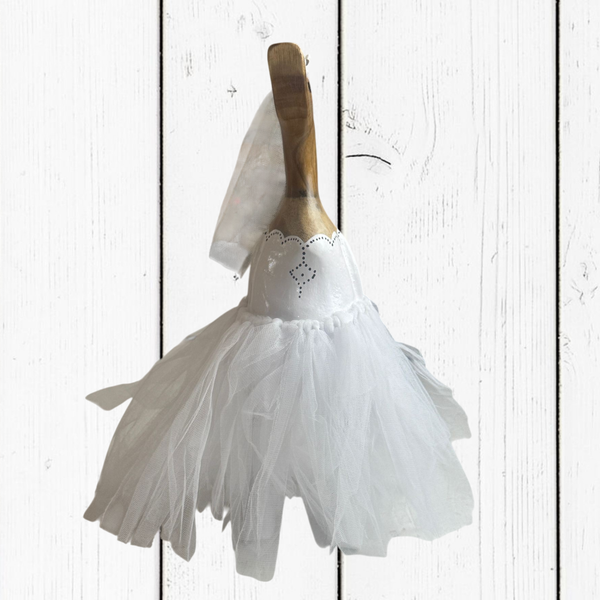 Papera Decorativa In Legno Artigianale Sposa Trendy Stivale Con Tacco
