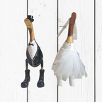 Papera Decorativa In Legno Artigianale Coppia Sposi XL Set 2 Pezzi