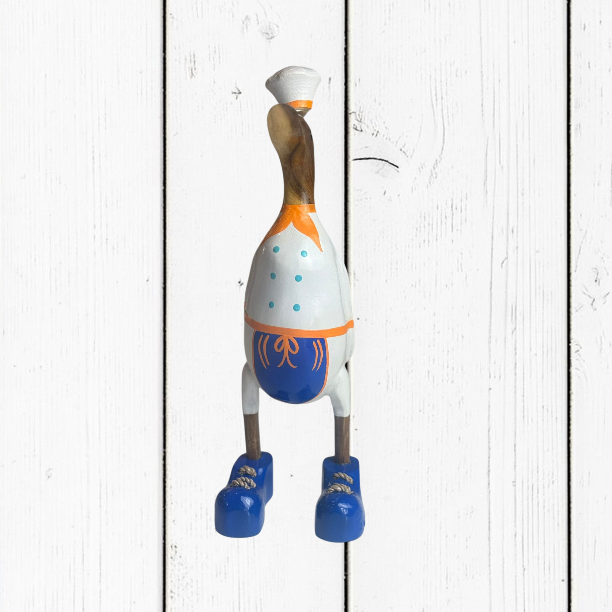 Papera Decorativa In Legno Artigianale Chef Dettagli Blu e Arancio