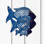 Pesce Decorativo in Ferro Battuto Blu Scuro e Azzurro | Collezione Tropicale