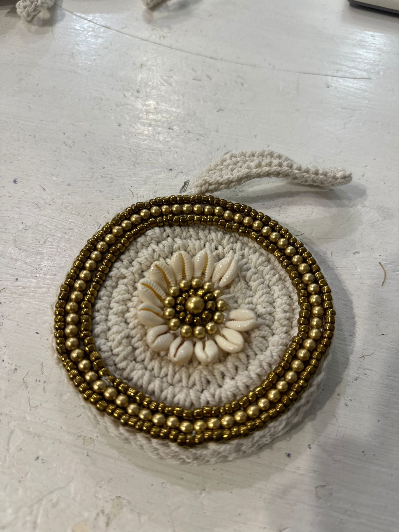 Portamonete tondo macramé