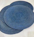 Placemat Tondo in Rattan Blu Navy | Ø 35 cm | Artigianale Indonesia