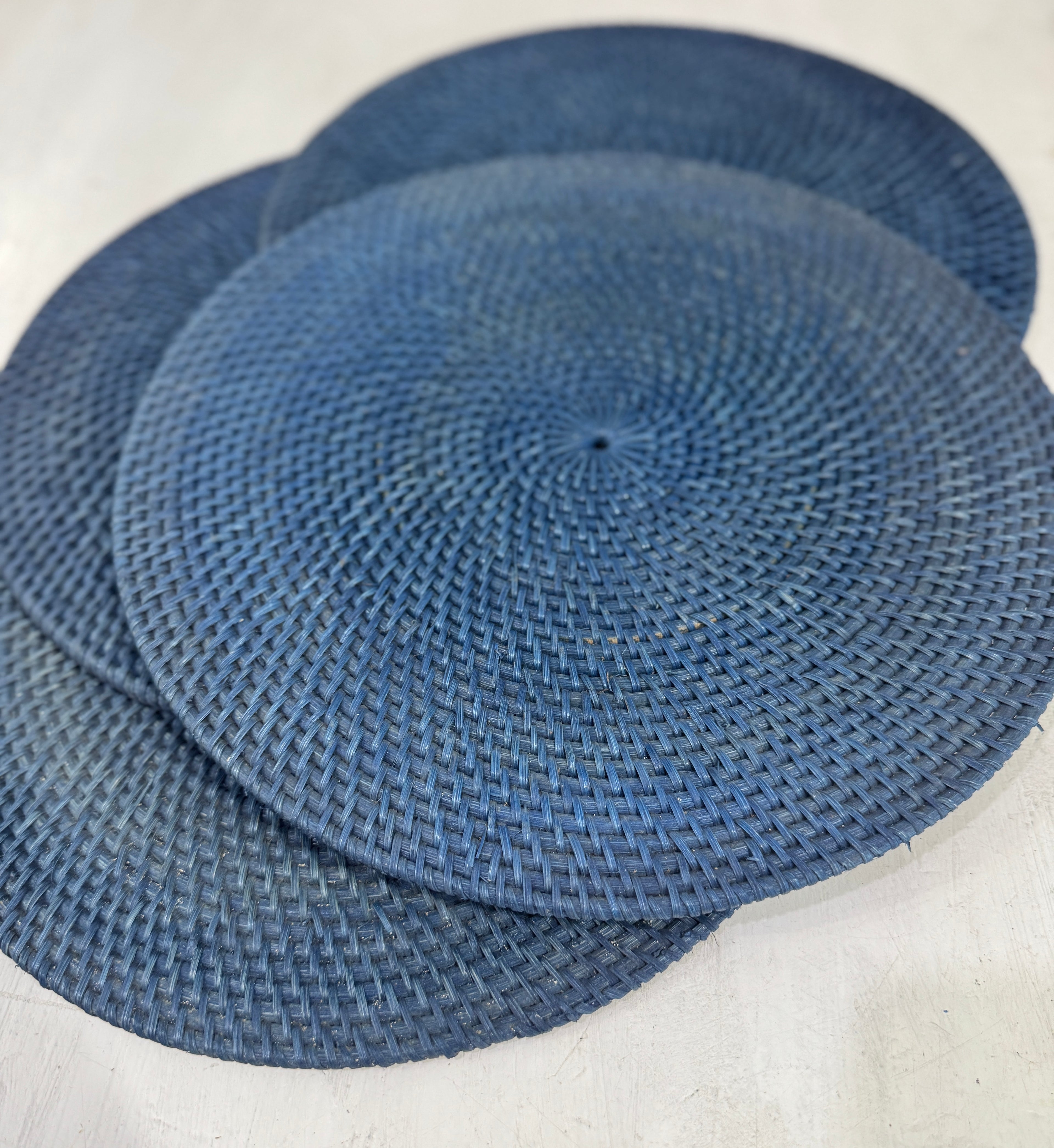 placemat blu navy tondo in rattan