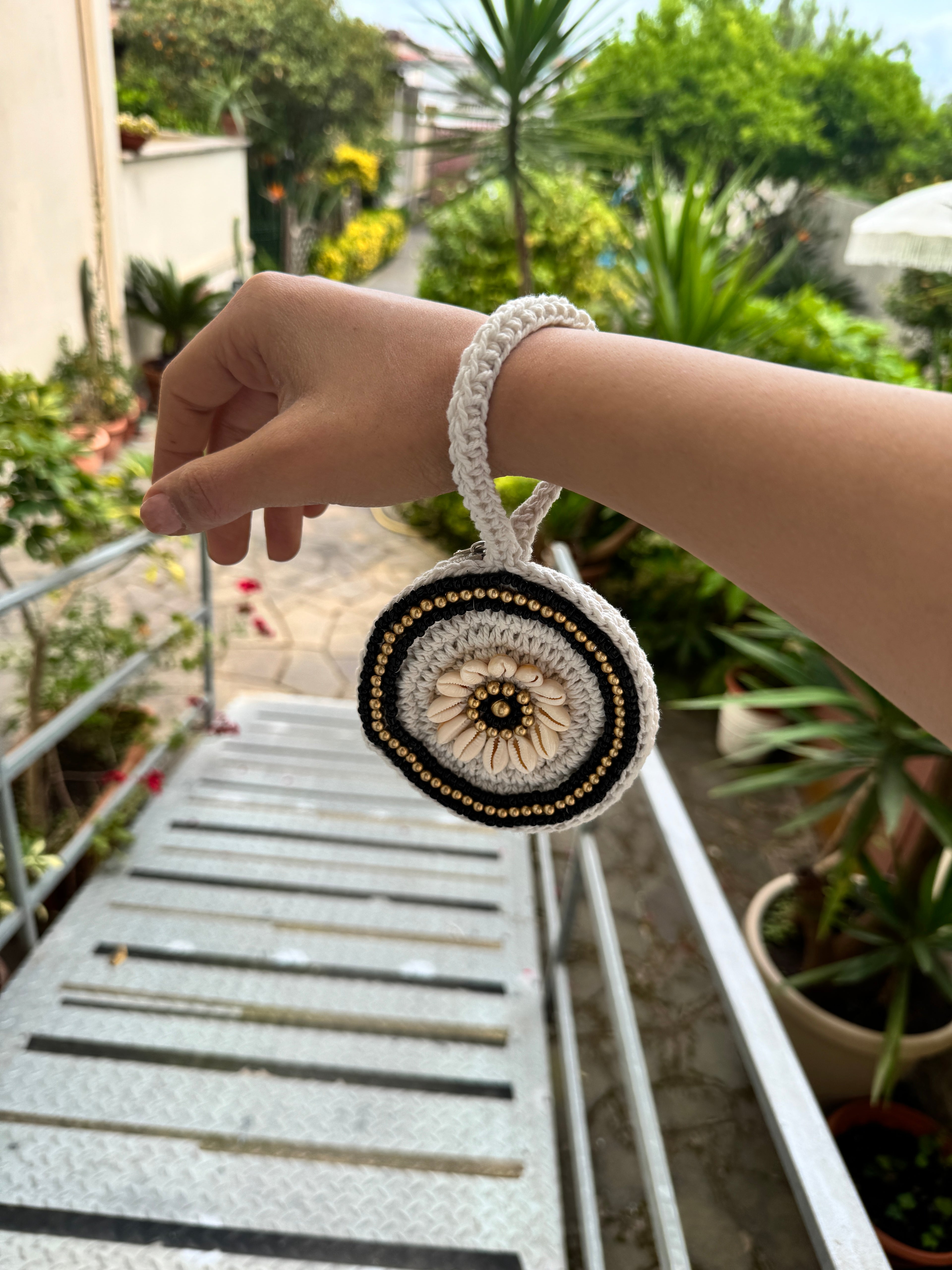 Portamonete tondo macramé