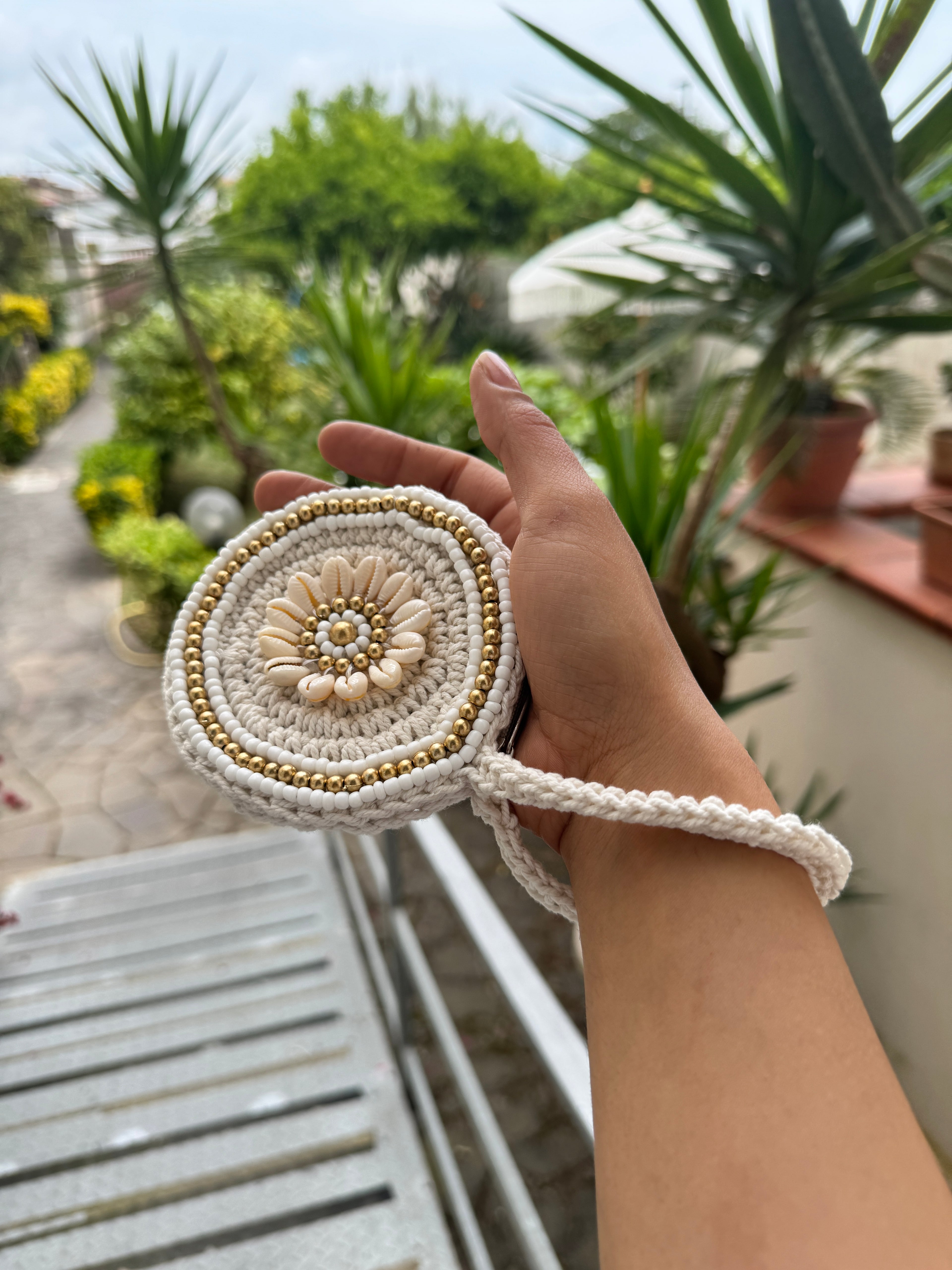 Portamonete tondo macramé