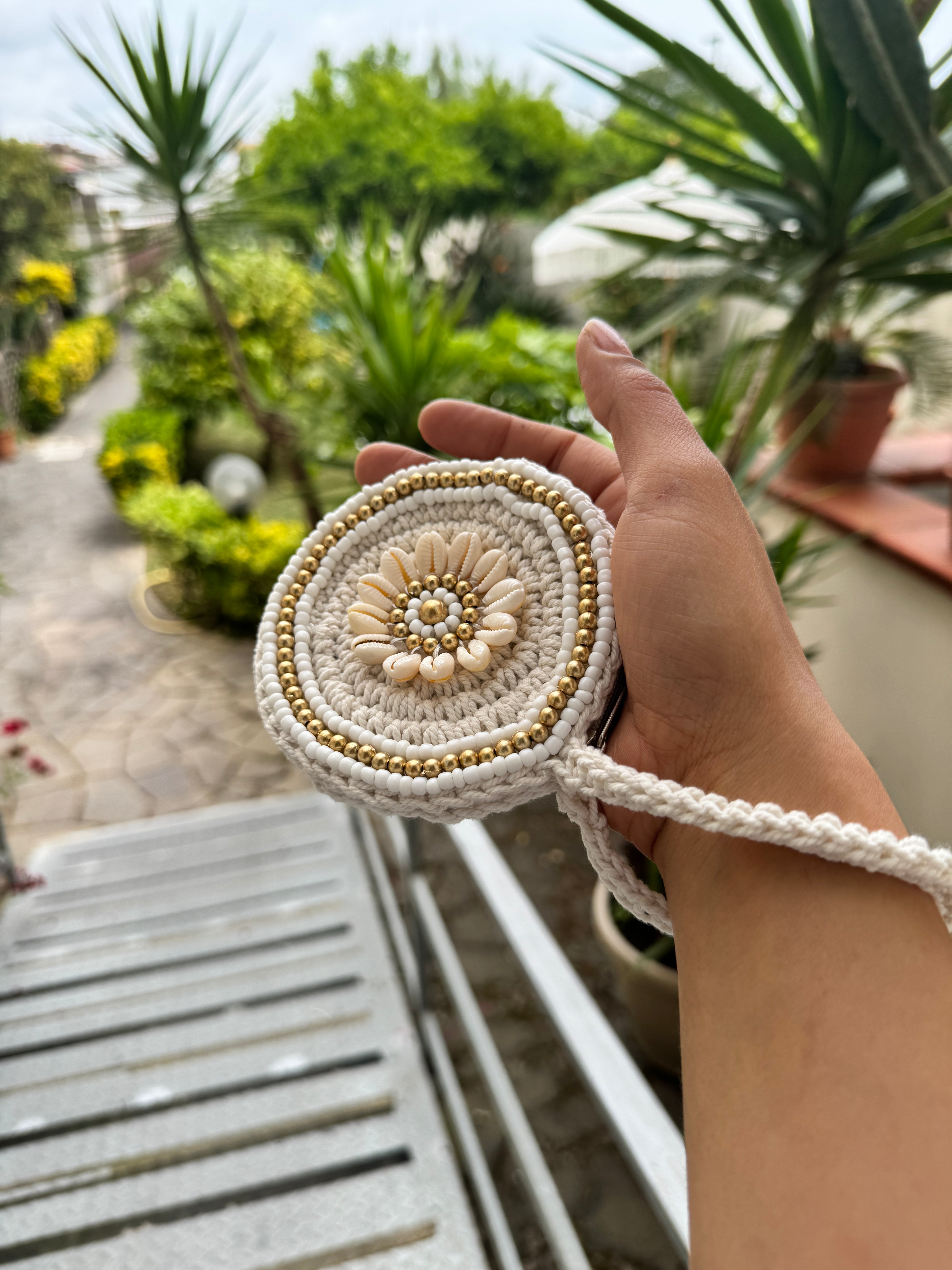Portamonete tondo macramé