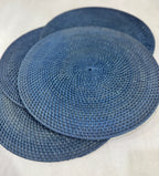 Placemat Tondo in Rattan Blu Navy | Ø 35 cm | Artigianale Indonesia