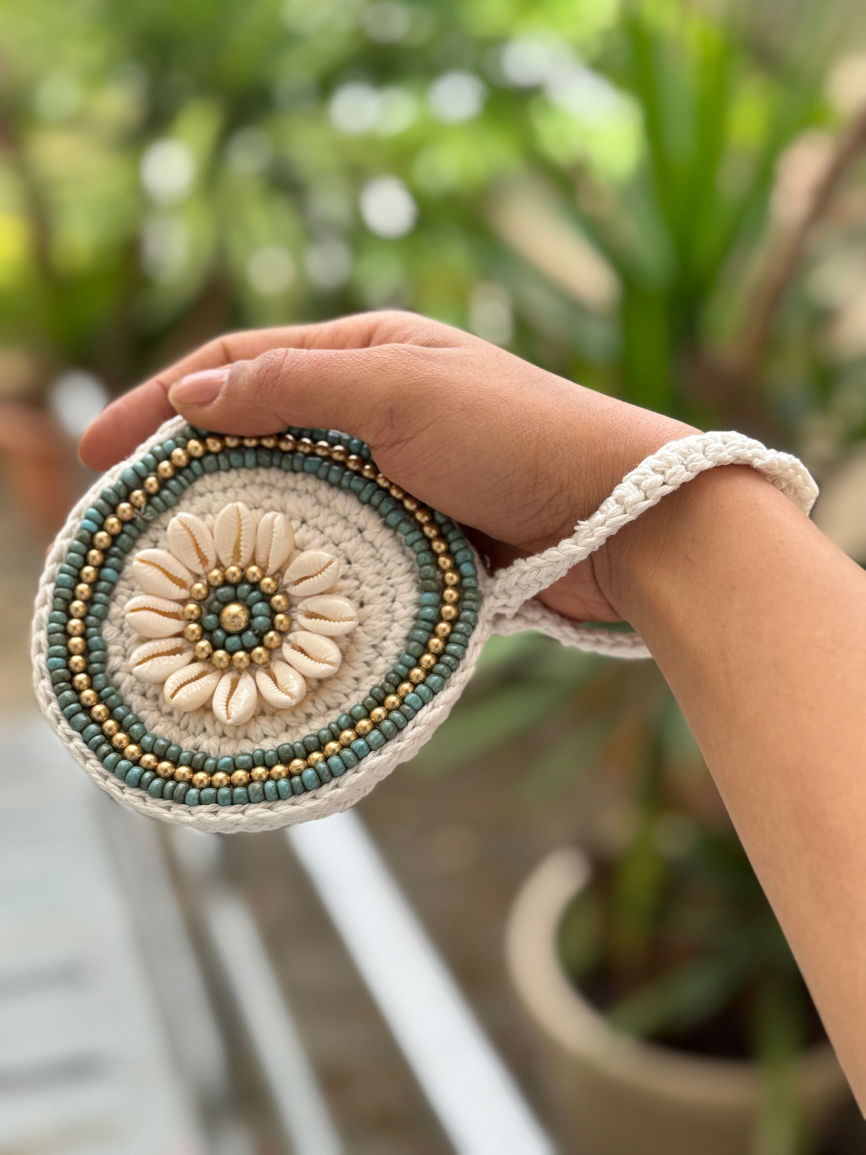Portamonete tondo macramé