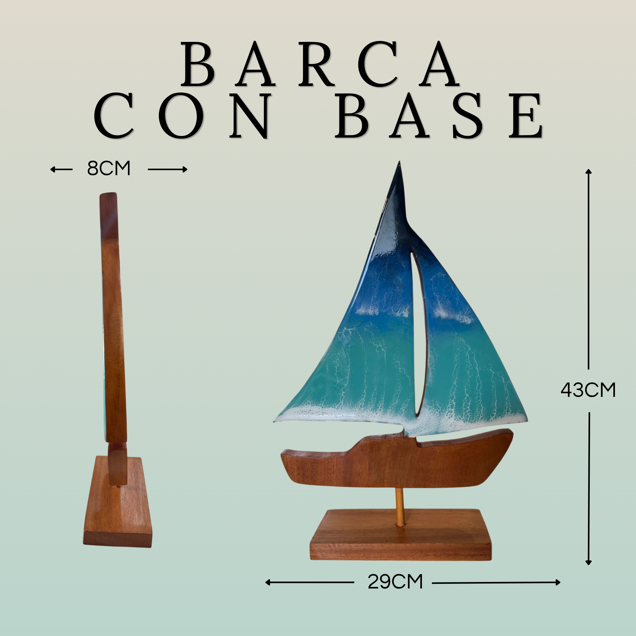 Figure Marine in Legno e Resina Epossidica con Base – Soprammobile
