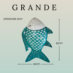 Pesce Decorativo in Ferro Battuto Verde Tiffany e Bianco | Collezione Tropicale
