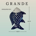 Pesce Decorativo in Ferro Battuto Blu Scuro e Bianco | Collezione Tropicale