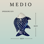 Pesce Decorativo in Ferro Battuto Blu Scuro e Bianco | Collezione Tropicale