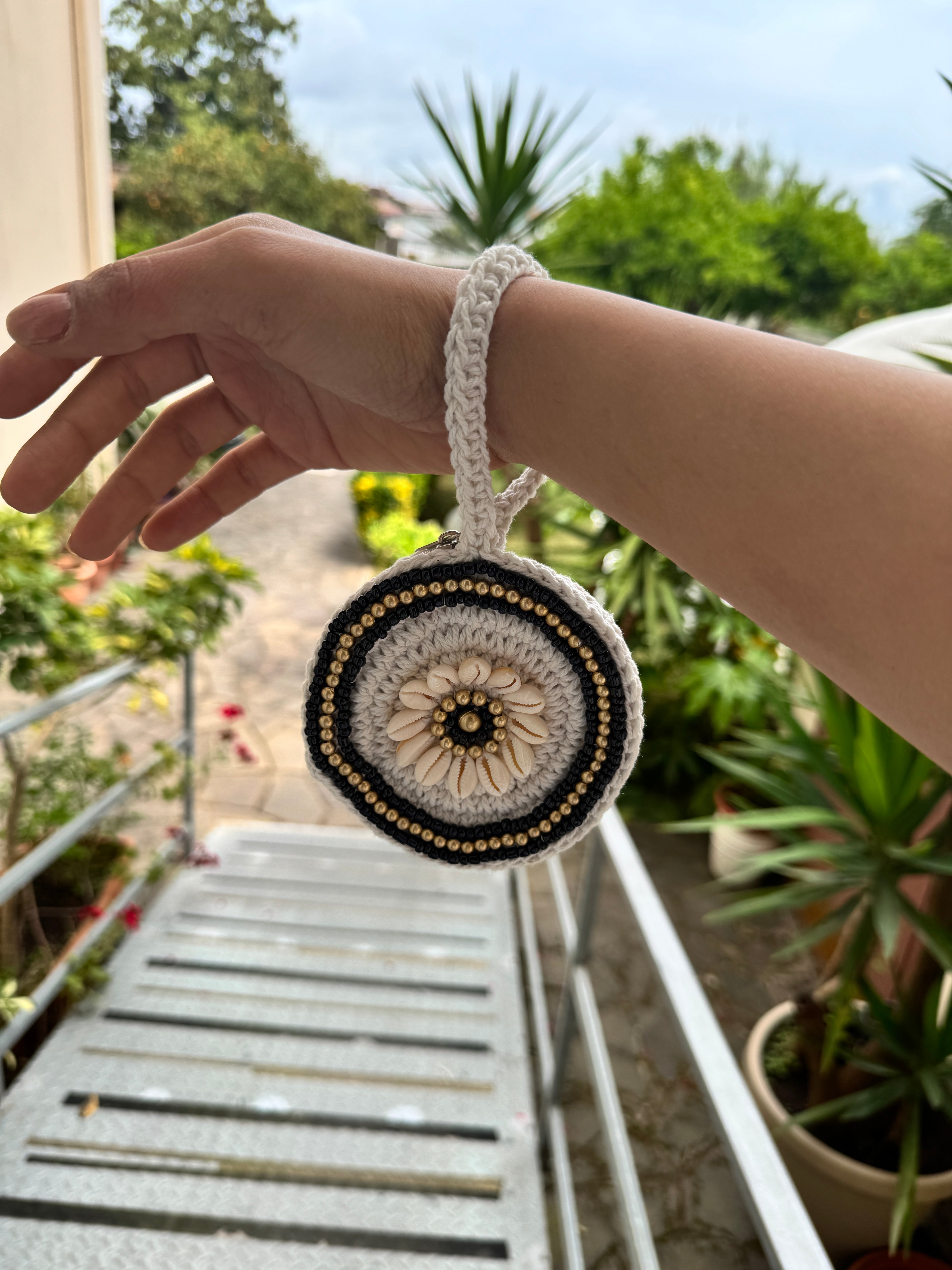 Portamonete tondo macramé