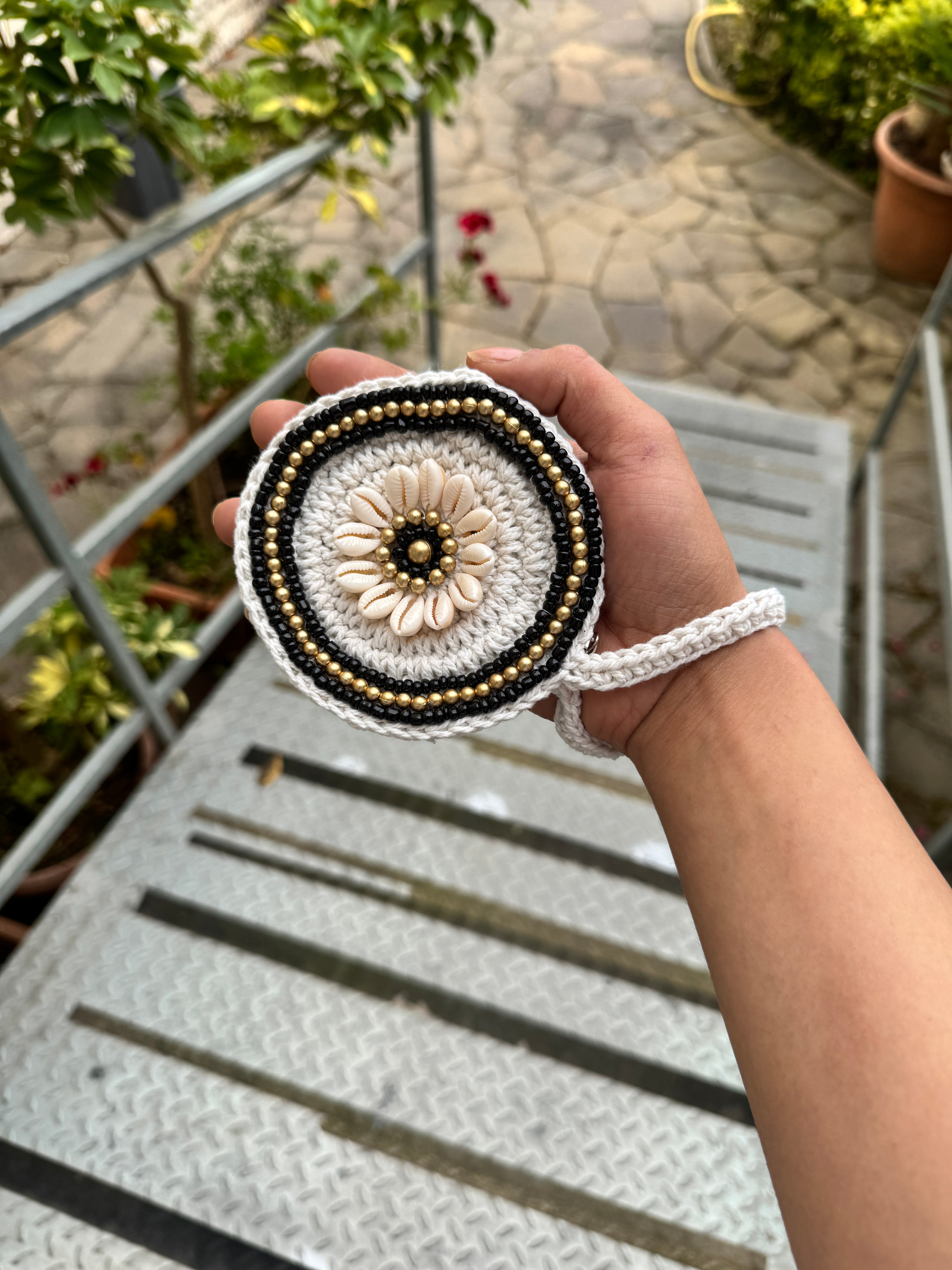 Portamonete tondo macramé