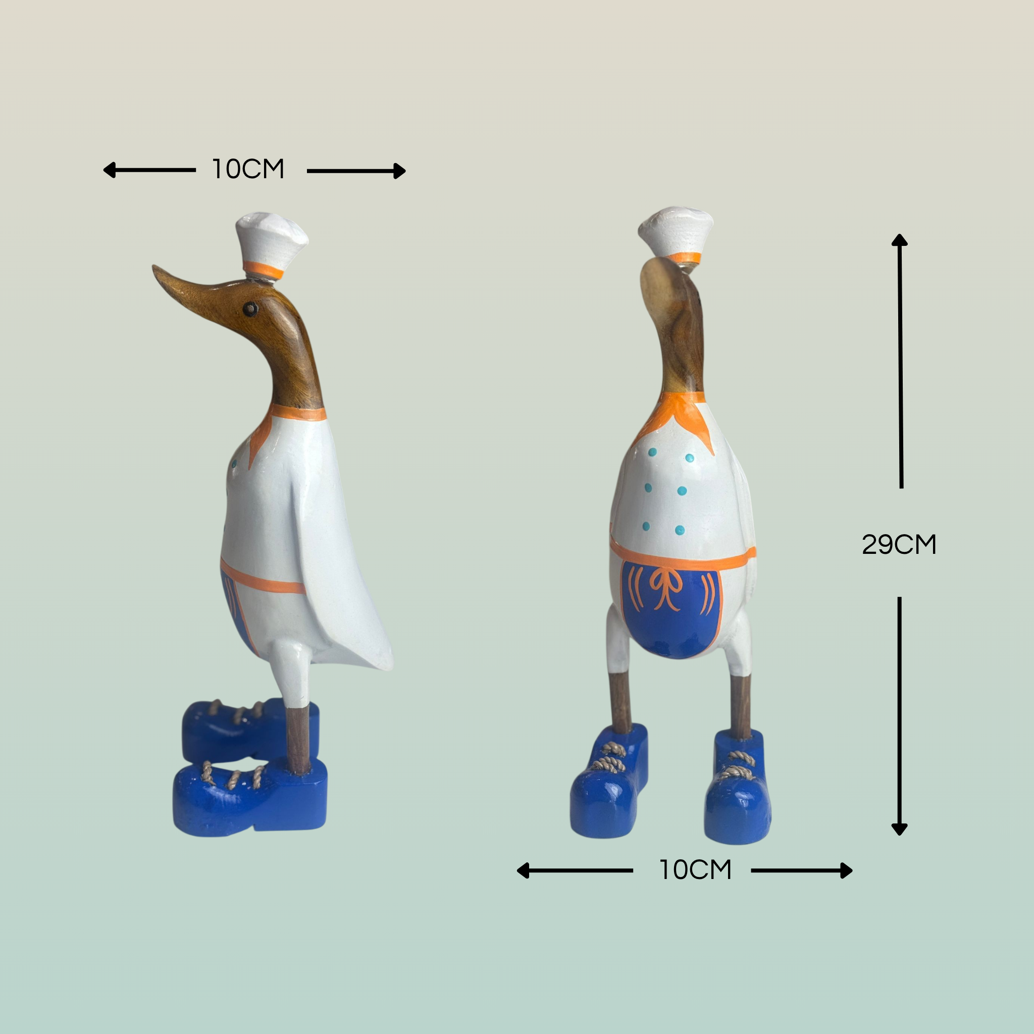 Papera Decorativa In Legno Artigianale Chef Dettagli Blu e Arancio