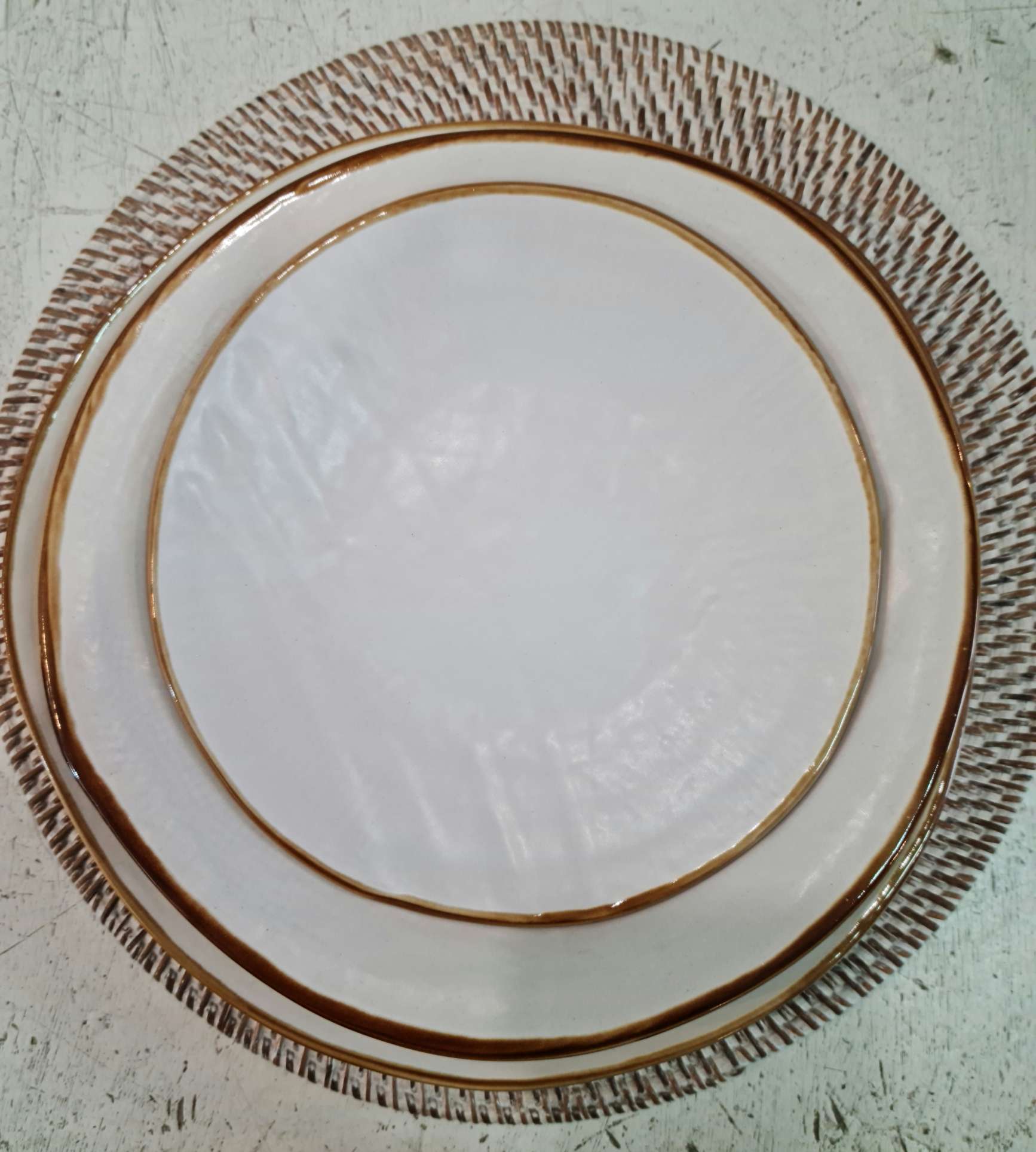 placemat bianco tondo rattan