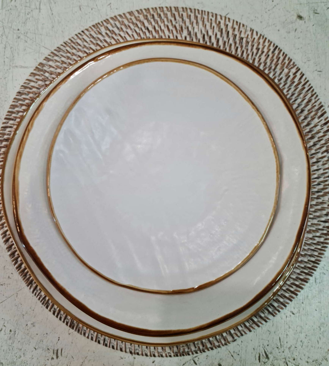 placemat white wash,bianco, tondo in rattan