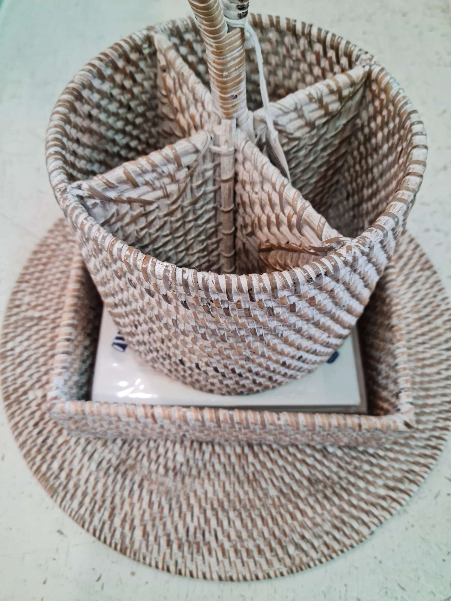 placemat bianco tondo rattan