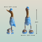 Papera Decorativa In Legno Artigianale Costume Intero Righe Azzurre