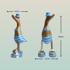 Papera Decorativa In Legno Artigianale Bikini Azzurro Righe Bianche Mare