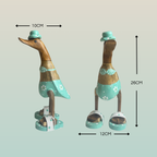 Papera Decorativa In Legno Artigianale Bikini Verde Acqua Fiori e Pois Bianchi