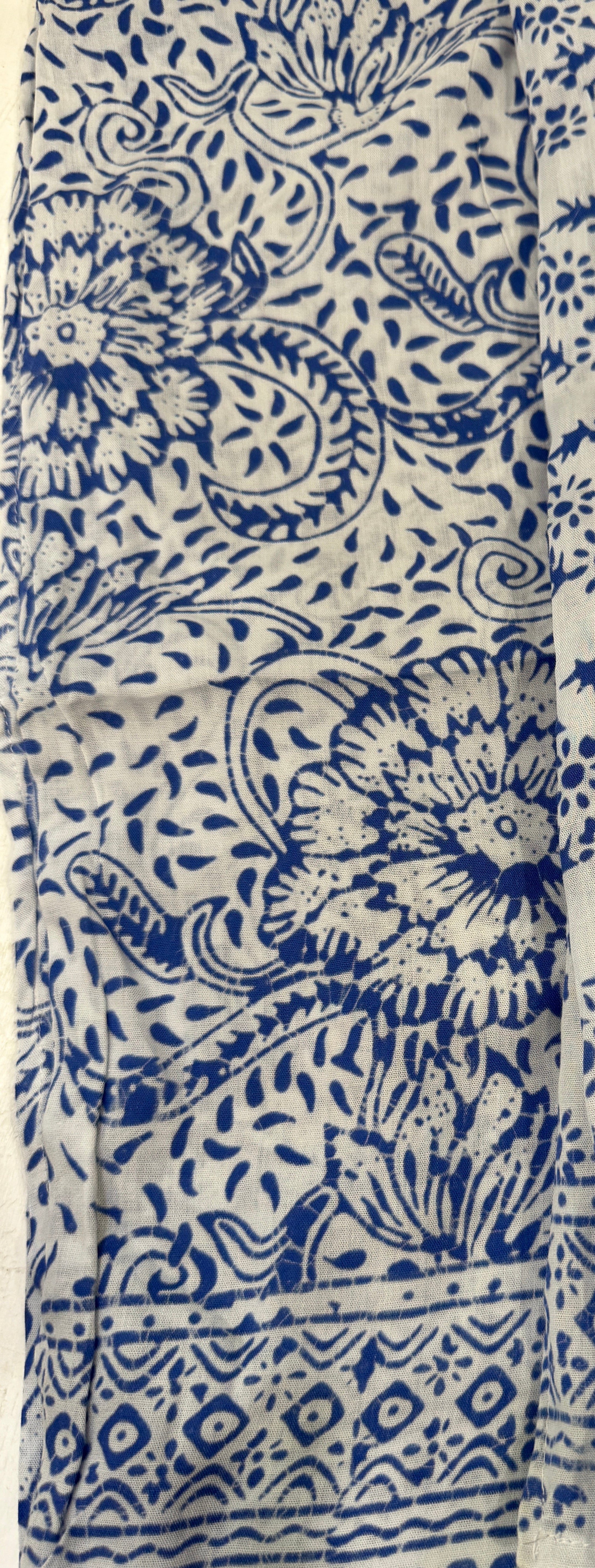 PAREO CHIFFON BIANCO FIORI GRANDI BLU