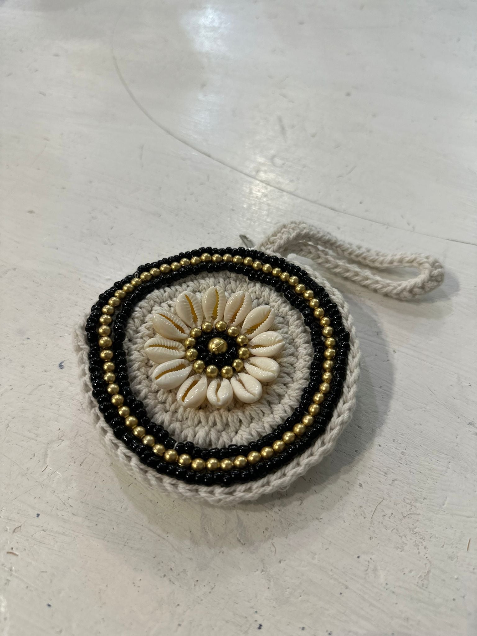 Portamonete tondo macramé