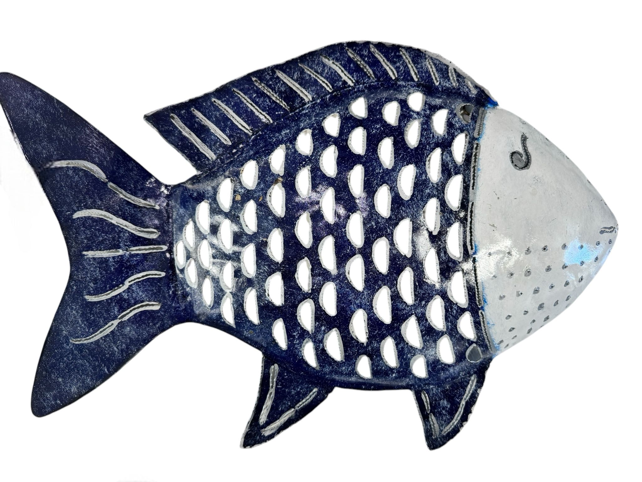 PESCE FERRO MUSO BIANCO CORPO BLU