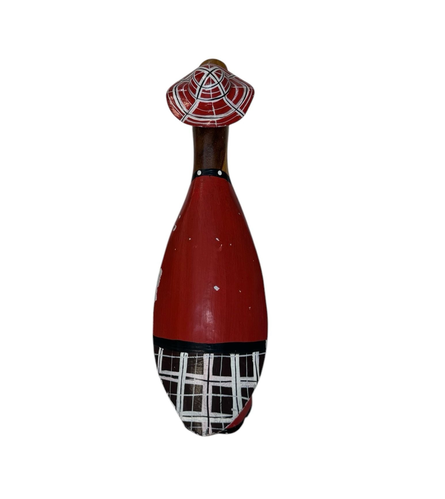Papera decorativa in legno Contadina Cappello Rosso