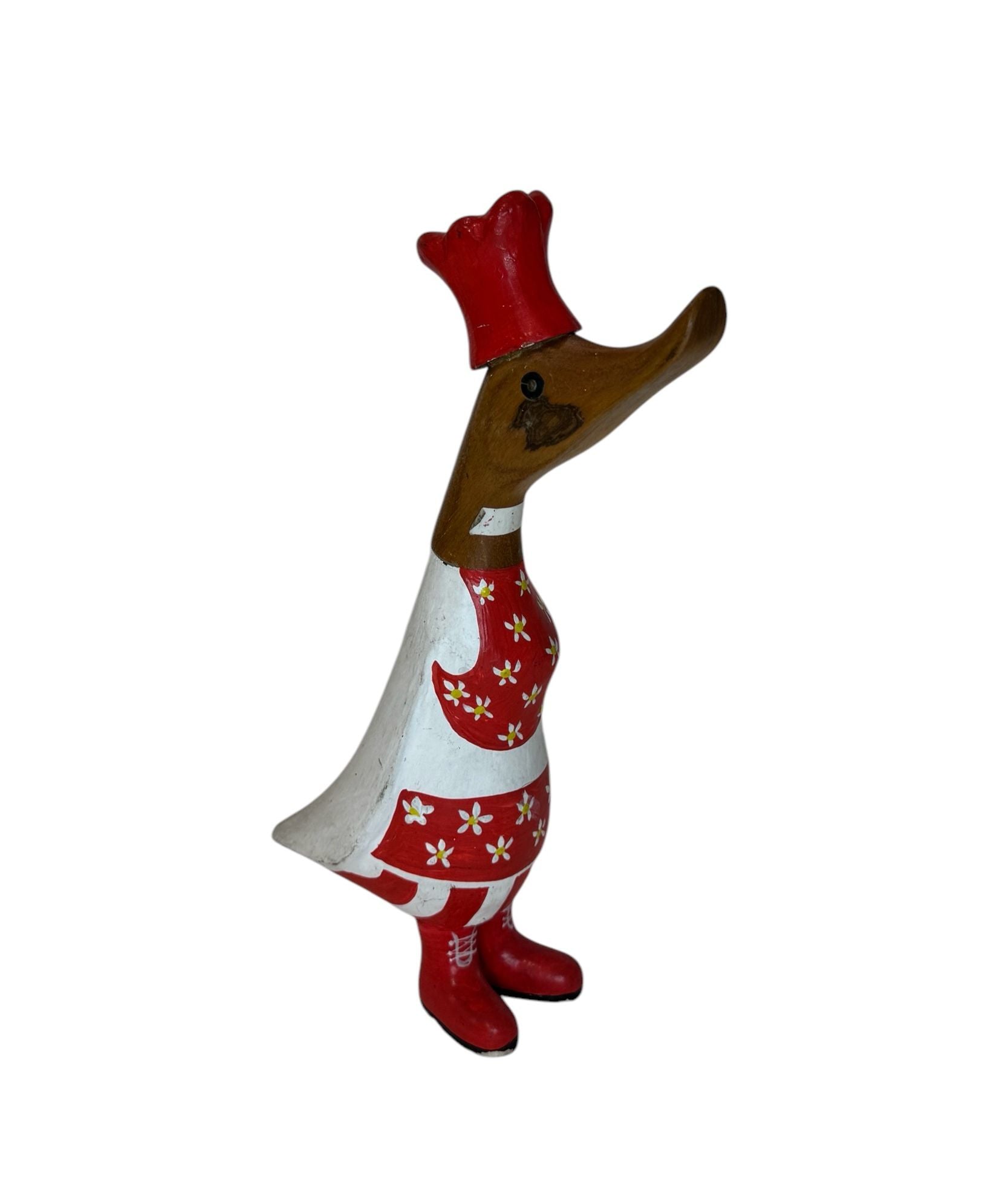Papera Decorativa in Legno Artigianale Regalo Originale Chef Rosso Fiori