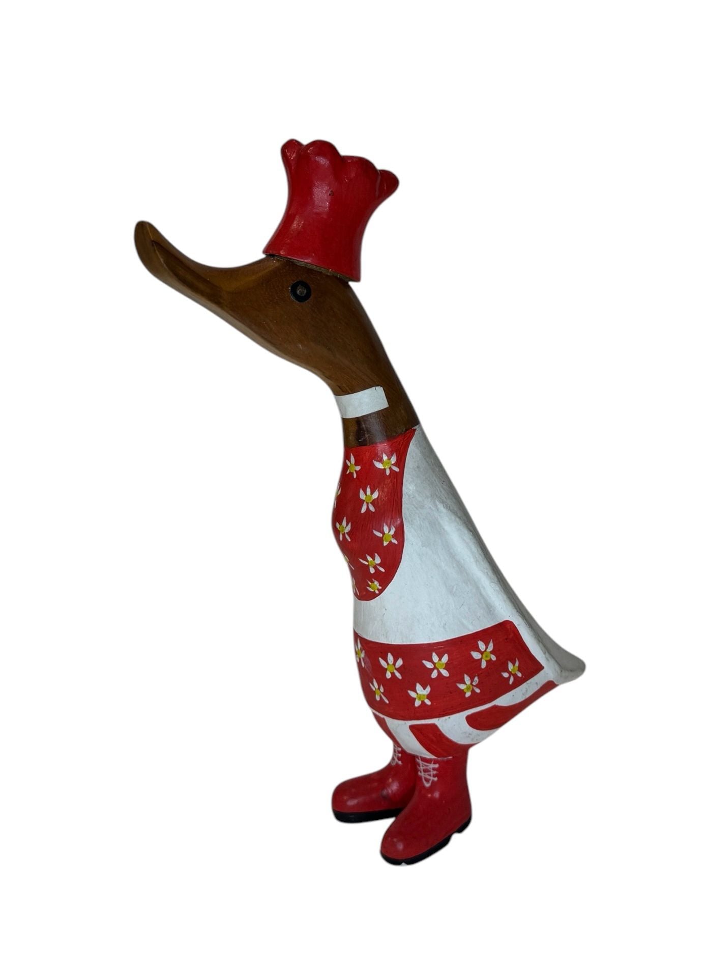 Papera Decorativa in Legno Artigianale Regalo Originale Chef Rosso Fiori