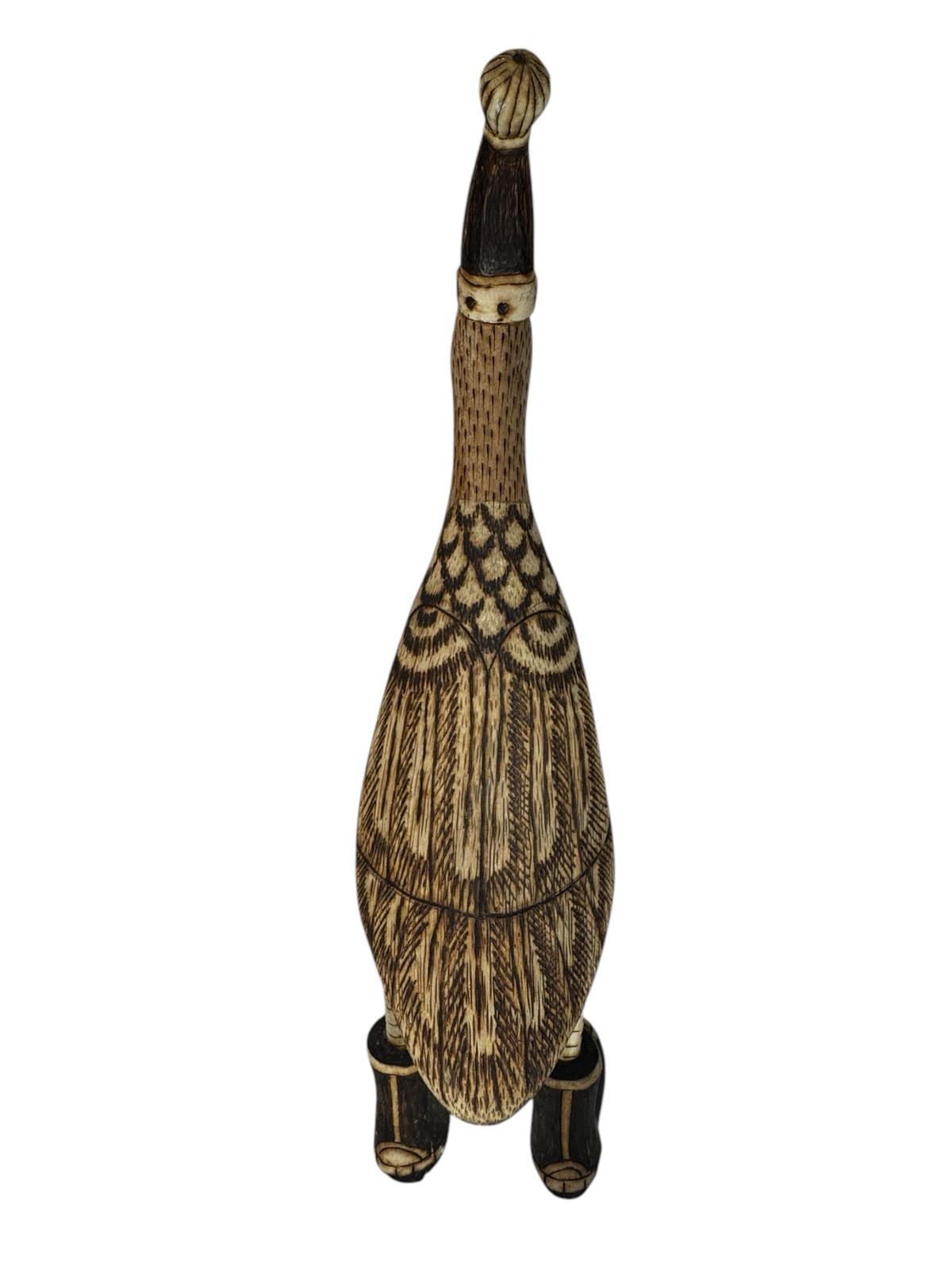 Papera decorativa in legno Natural Piume Cappello Pon Pon Becco Open