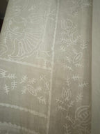 Tenda Voile Cotone Fiori Bianchi | Tenda Floreale 150x300 cm