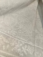 Tenda Voile Cotone Fiori Bianchi | Tenda Floreale 150x300 cm