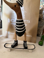 Papera Decorativa In Legno Skate Nera Righe Bianche Idea Regalo Artigianale