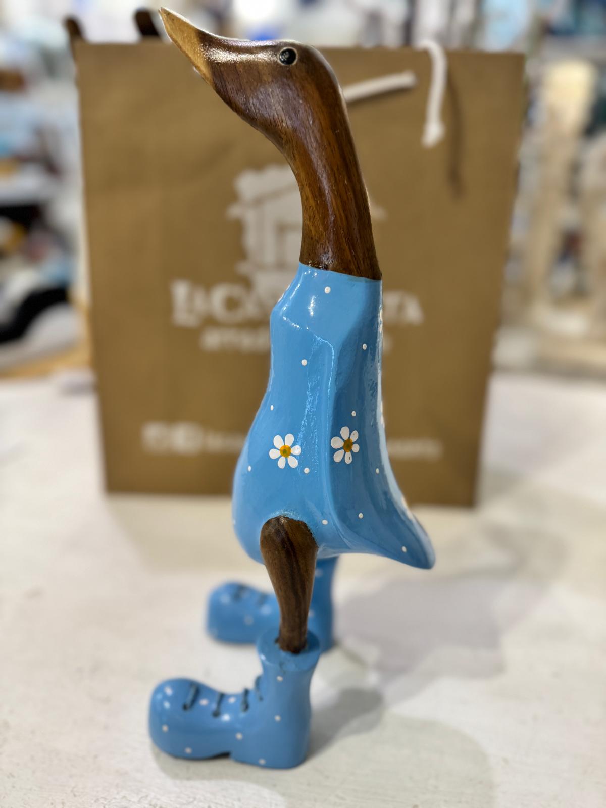 Papera decorativa in legno Celeste Fiorellini Bianchi