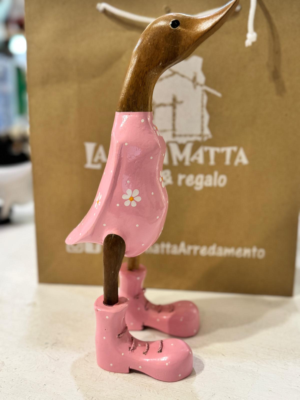 Papera decorativa in legno Rosa Fiorellini Bianchi