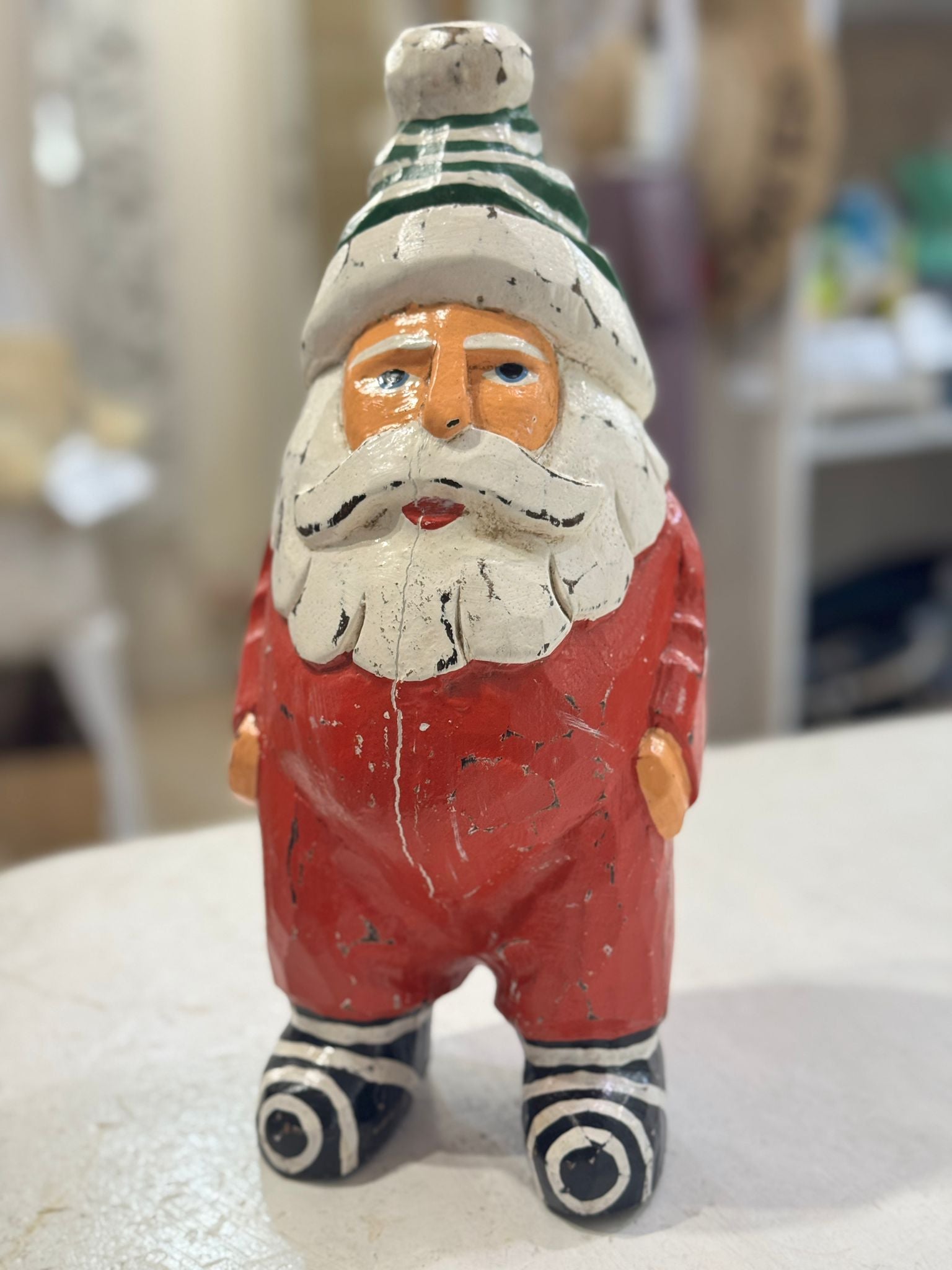 SANTA KLAUS CAPPELLO RIGHE E SCARPE RIGHE LEGNO